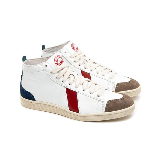 Sawa Tsagué leather sneaker in white, red and blue