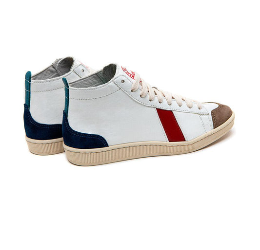 Sawa Tsagué leather sneaker in white, red and blue, alternate view
